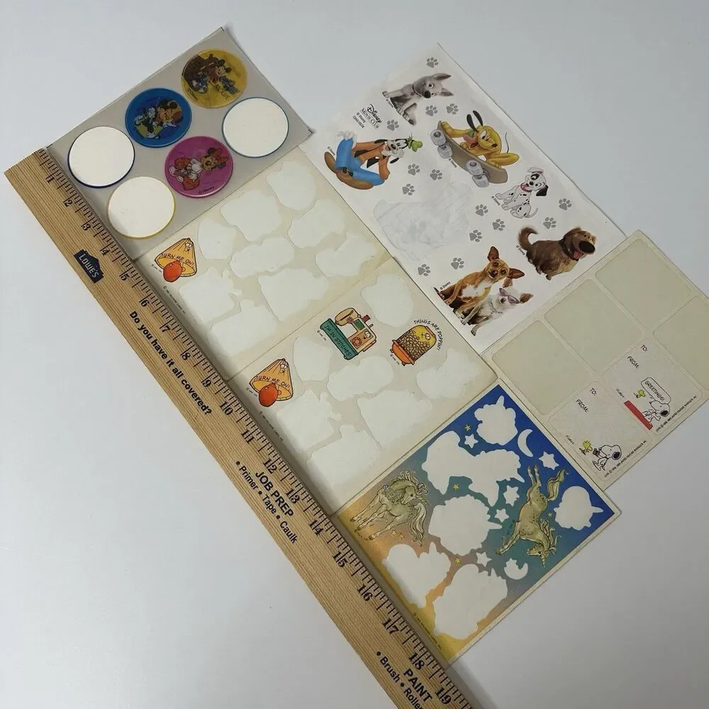 Lot 6 Incomplete Sticker Sheets Vintage & New Disney Hallmark Peanuts Lenticular